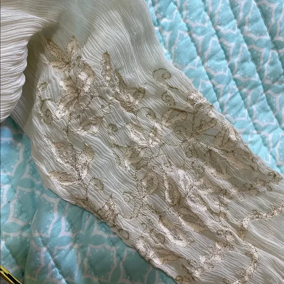 Ralph Lauren, sheer ruffled and metallic embroidered peasant blouse - Picture 6 of 8